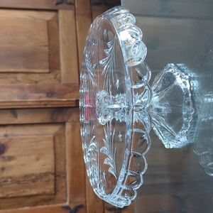 Mikasa Celebrations Christmas Night Glass Footed Cake Stand Plate 11"